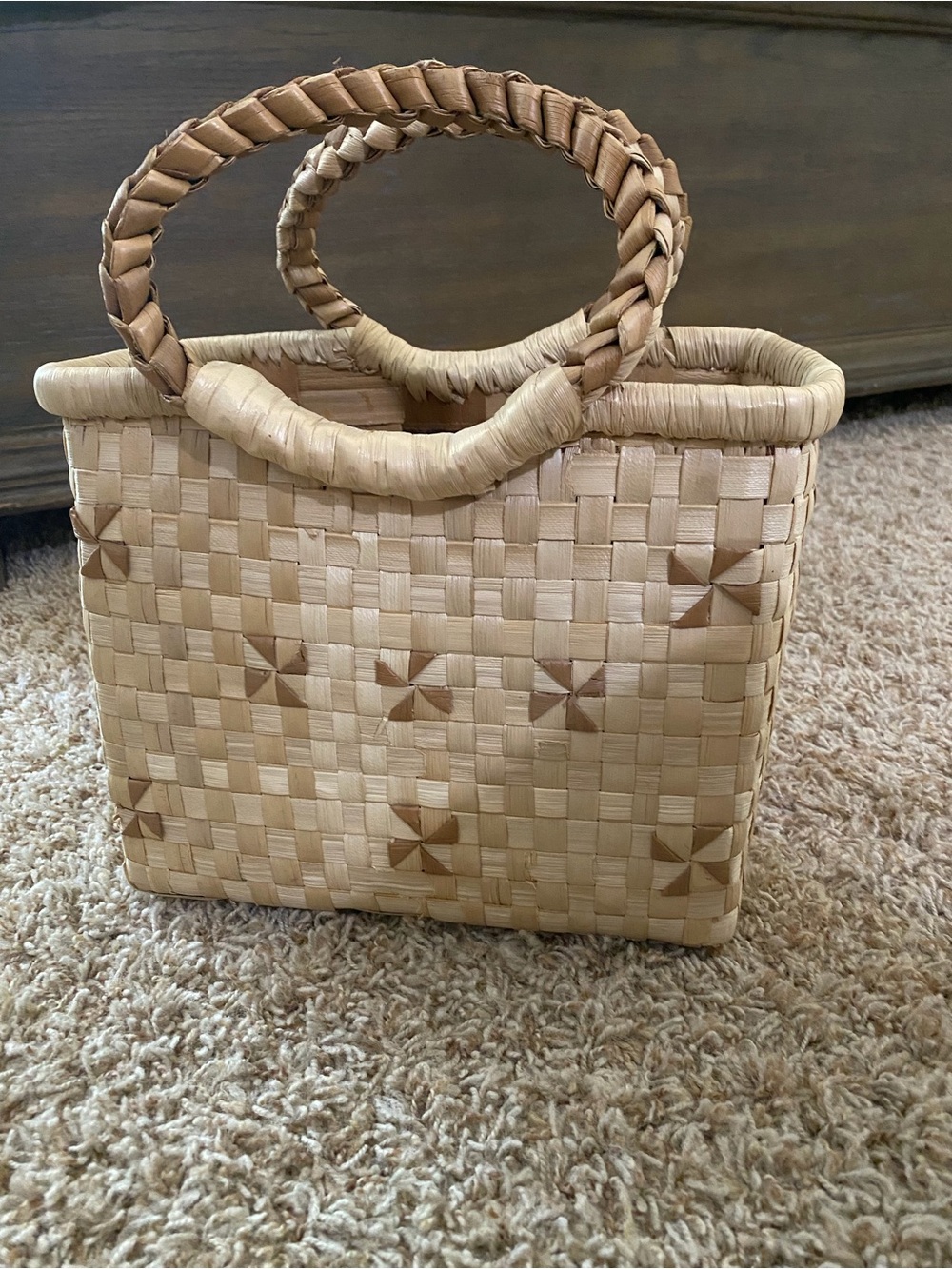 Woven Straw Tote Bag in Natural Tan